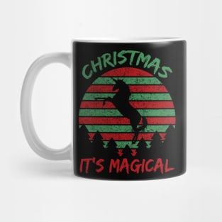 Christmas It's Magical Retro Vintage Unicorn Holiday Design Mug